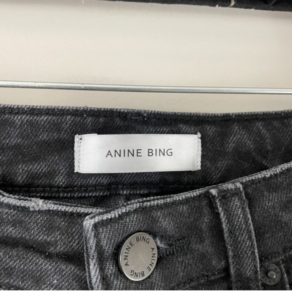 Anine Bing Black Stone Jagger Jeans in Vintage Black Size 25